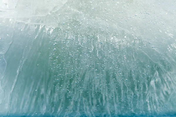 Bloco Fundo Macro Gelo Com Textura Visível Criado Por Bolhas — Fotografia de Stock