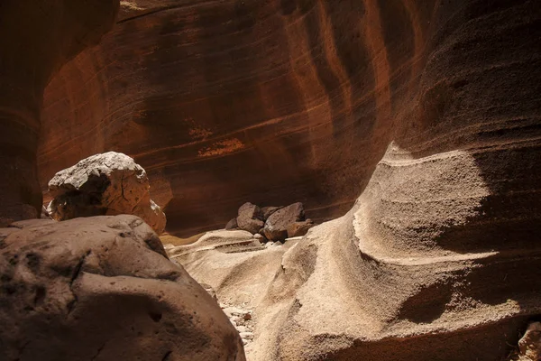 Gran Canaria Glatte Wände Der Schlucht Barranco Las Vacas Zwischen — Stockfoto