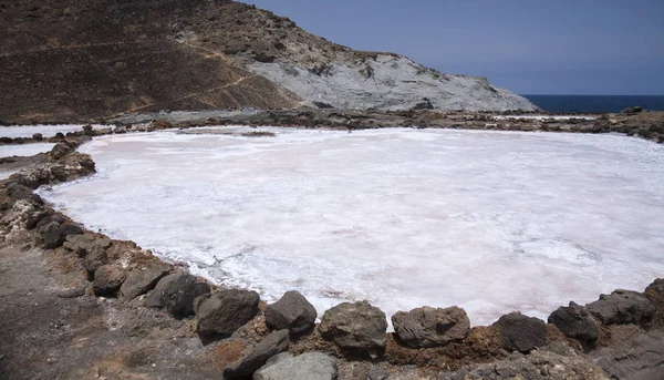 Gran Canaria Salinas Del Bufadero Estanques Evaporación Sal Zona Banaderos — Foto de Stock