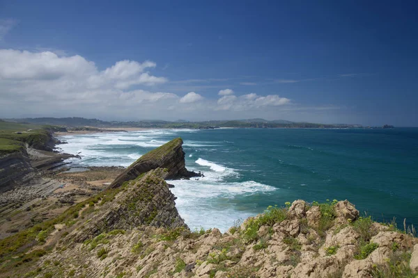 Cantabria Costa Quebrada Incrível Formação Rochosa Torno Praia Playa Madero — Fotografia de Stock
