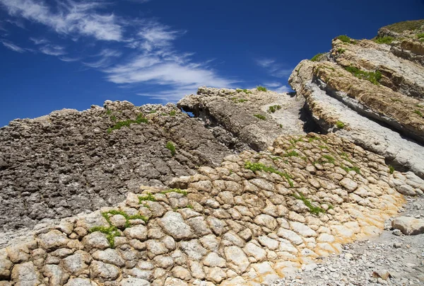 Kantabrien Costa Quebrada Helle Farbe Rock Rund Playa Madero Strand — Stockfoto