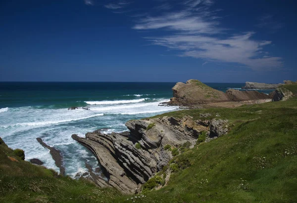 Cantabria Costa Quebrada Paisagens Torno Praia Playa Madero — Fotografia de Stock