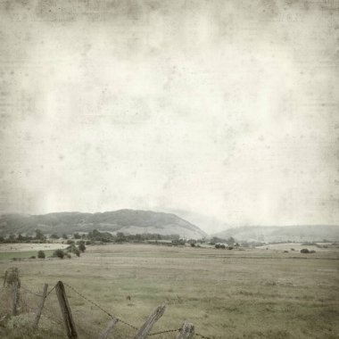 Eski Kağıt arka plan Cantabria, Kuzey İspanya kırsal manzara ile dokulu 