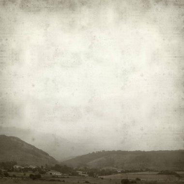 Eski Kağıt arka plan Cantabria, Kuzey İspanya kırsal manzara ile dokulu 