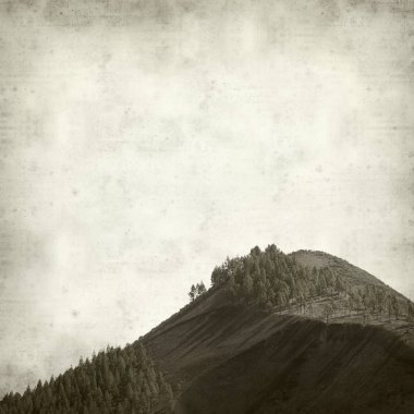 Gran Canaria ile dokulu eski Kağıt arka plan manzara, Galdar Belediyesi, siyah volkanik kül Montanon Negro, siyah dağına