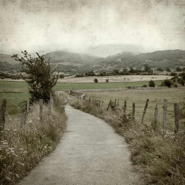 Textured Old Paper Background Rural Landscapes Cantabria North Spain — Stock Photo, Image