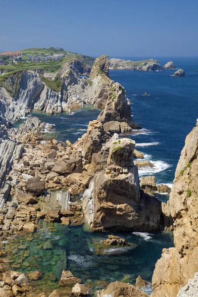 Cantabria Coastal Landscape Costa Quebrada Broken Coast Group Small Islets — Stock Photo, Image