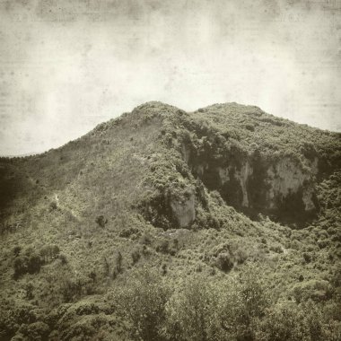 Eski Kağıt arka plan manzara Cantabria, İspanya ile dokulu 