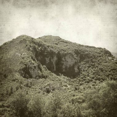 Eski Kağıt arka plan manzara Cantabria, İspanya ile dokulu 