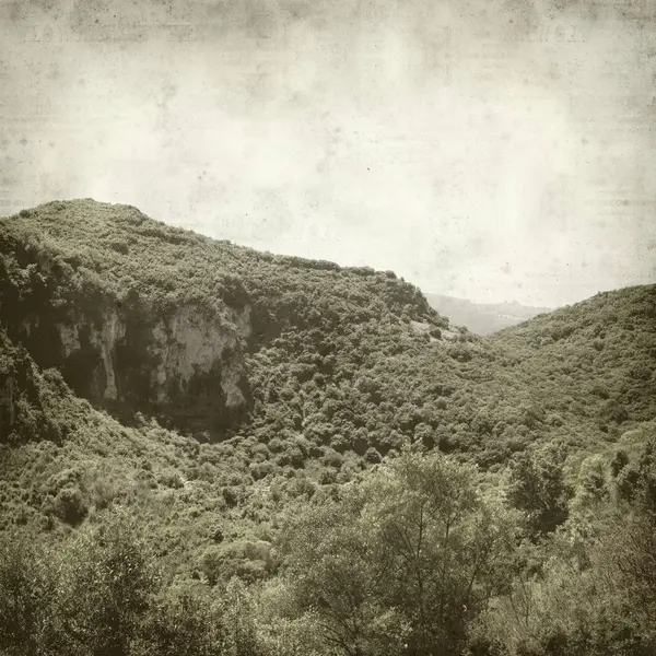 Textured Old Paper Background Landscape Cantabria Northern Spain — Stock Photo, Image