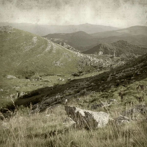 Υφή Παλιό Χαρτί Υπόβαθρο Τοπίο Της Cantabria Βόρεια Ισπανία — Φωτογραφία Αρχείου