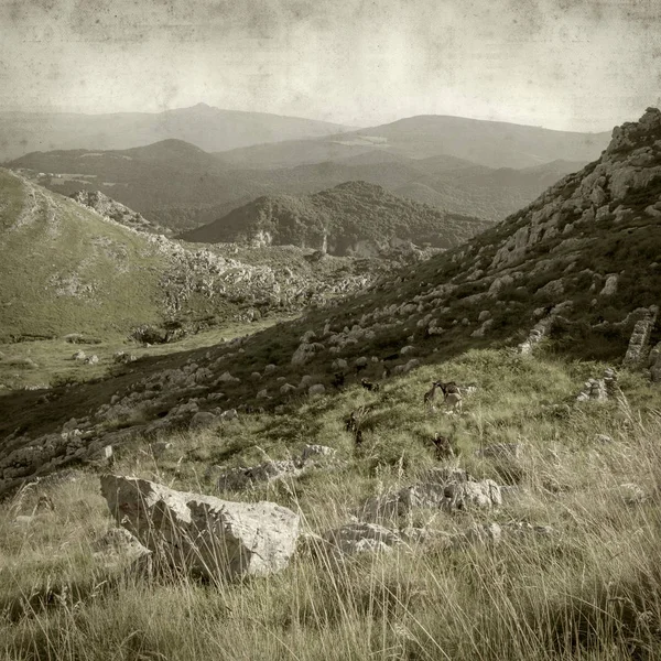 Υφή Παλιό Χαρτί Υπόβαθρο Τοπίο Της Cantabria Βόρεια Ισπανία — Φωτογραφία Αρχείου