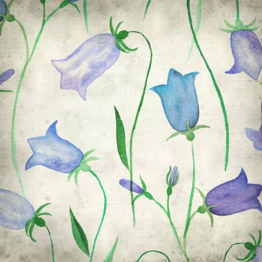 sulu boya bellflowers ile eski Kağıt arka plan dokulu