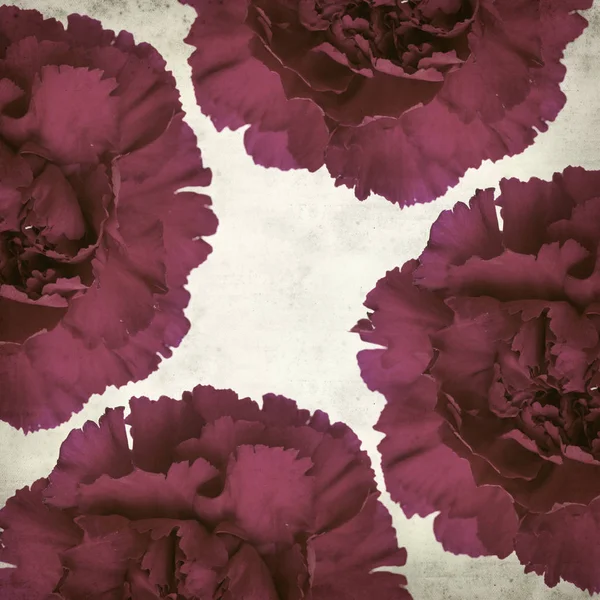 Getextureerde Oud Papier Achtergrond Met Carnation Bloem — Stockfoto