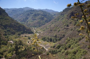 Gran Canaria, Las Huelva'daki, adanın en yüksek alanlarda doğru dik vadi boyunca görünümü