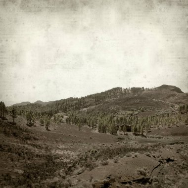 Gran Canaria manzara ile dokulu eski kağıt arka plan