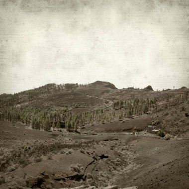 Gran Canaria manzara ile dokulu eski kağıt arka plan