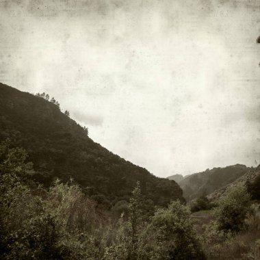 Gran Canaria manzara ile dokulu eski kağıt arka plan