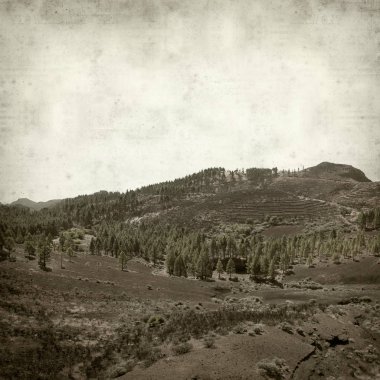 Gran Canaria manzara ile dokulu eski kağıt arka plan