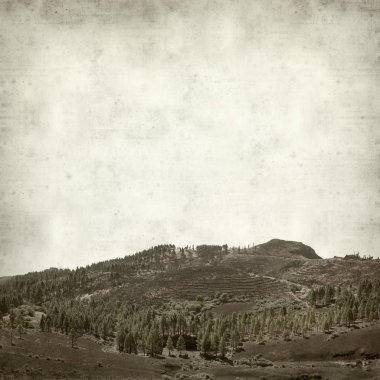 Gran Canaria manzara ile dokulu eski kağıt arka plan