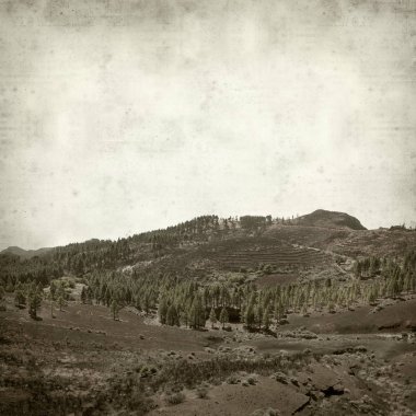 Gran Canaria manzara ile dokulu eski kağıt arka plan