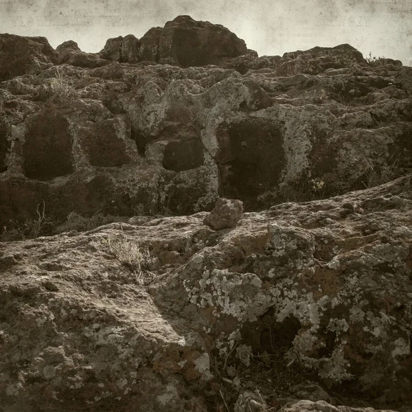 Vieux Fond Texturé Papier Avec Tagoror Del Gallego Site Archéologique — Photo