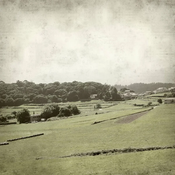 Papier Texturé Vieux Fond Avec Des Paysages Côtiers Des Asturies — Photo