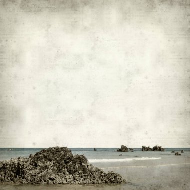 Cantabria kıyı manzara ile dokulu eski Kağıt arka plan 