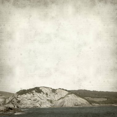 Bask Ülkesi kıyı manzara ile dokulu eski Kağıt arka plan  