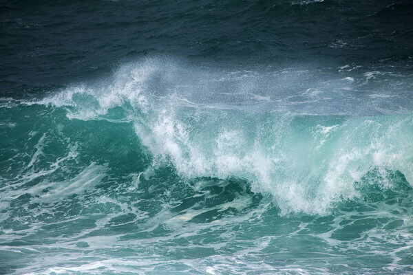 powerful ocean waves breaking by the shores of Gran Canaria