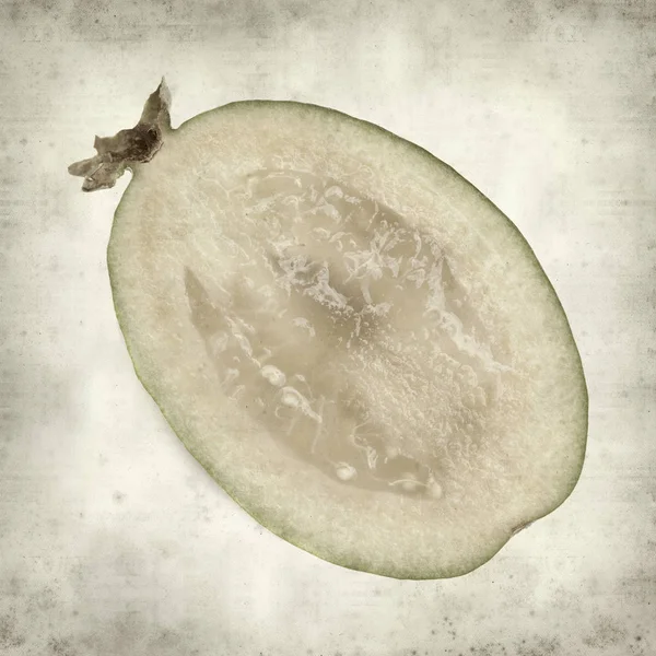 Textured Old Paper Background Green Feijoa Fruit — Stock Photo, Image
