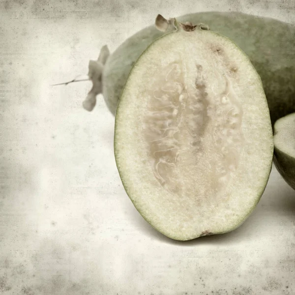 Fondo Papel Viejo Texturizado Con Fruta Feijoa Verde —  Fotos de Stock