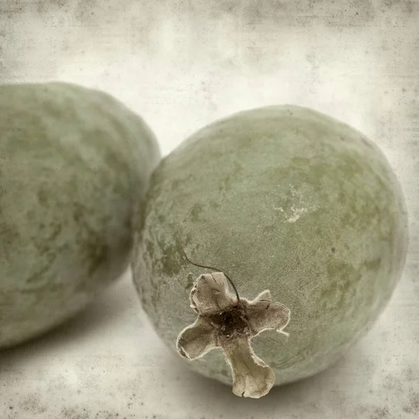 Fondo Papel Viejo Texturizado Con Fruta Feijoa Verde — Foto de Stock