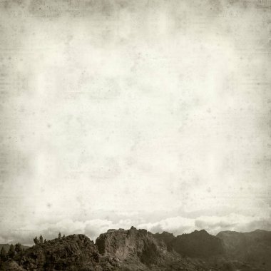 Eski Kağıt arka plan merkezi Gran Canaria dağ manzarası ile dokulu 