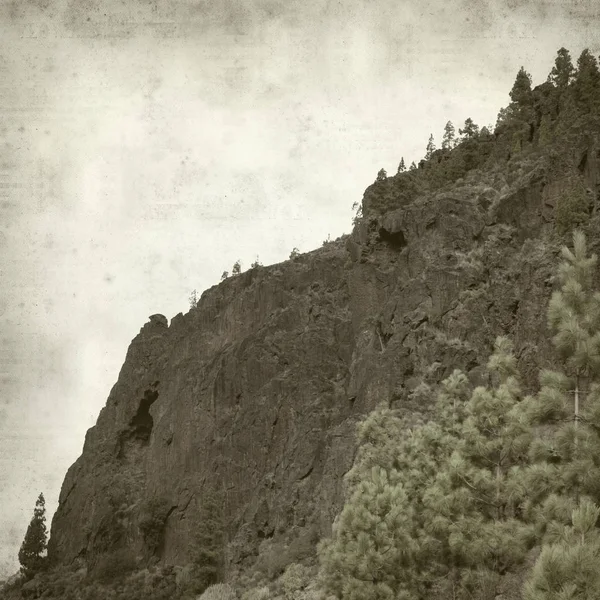 Fondo Texturizado Papel Viejo Con Paisaje Gran Canaria Parque Natural — Foto de Stock