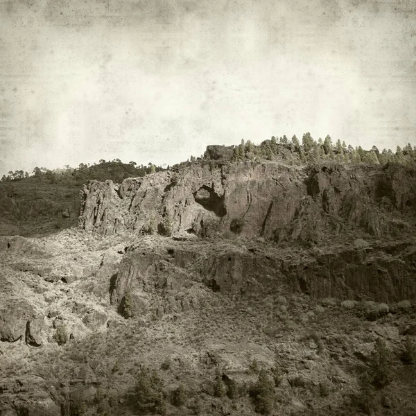 Textured Old Paper Background Gran Canaria Landscape Nature Park Tamadaba — Stock Photo, Image