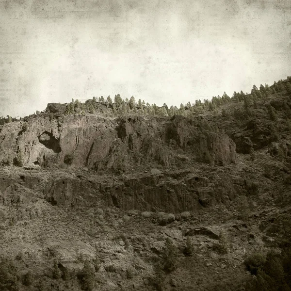 Fondo Texturizado Papel Viejo Con Paisaje Gran Canaria Parque Natural — Foto de Stock