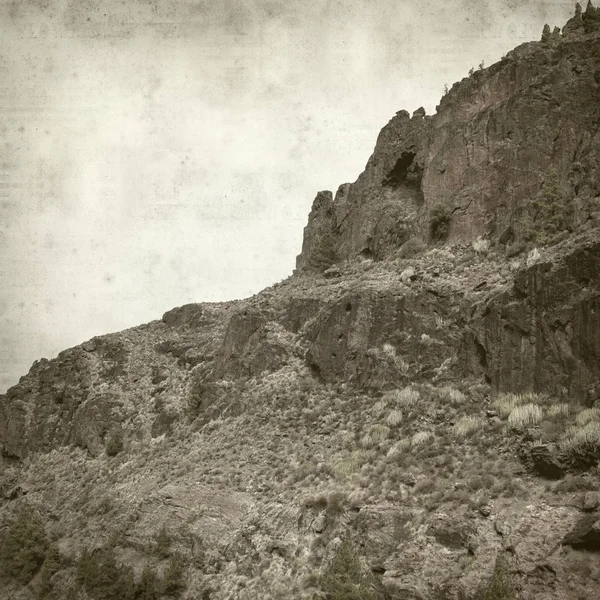 Texturé Vieux Fond Papier Avec Gran Canaria Paysage Dans Parc — Photo