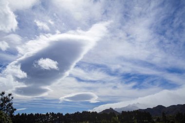 cloudscape over Gran Canaria, including some forming lenticular clouds  clipart