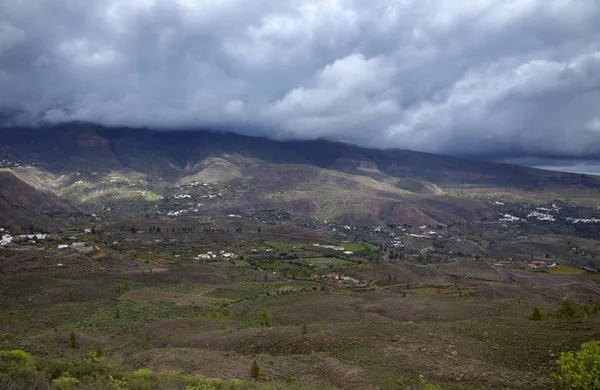 Gran Canaria November Beautiful View Valley Tirajana Highest Areas Covered — Stock Photo, Image