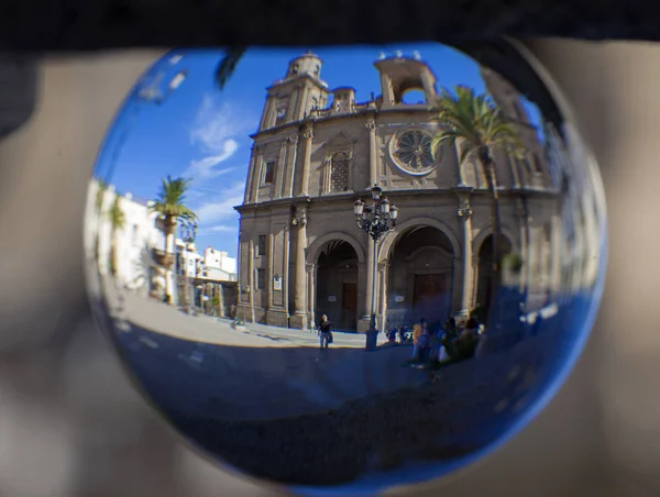 Křišťálová Koule Fotografie Las Palmas Gran Canaria Katedrála Santa Ana — Stock fotografie