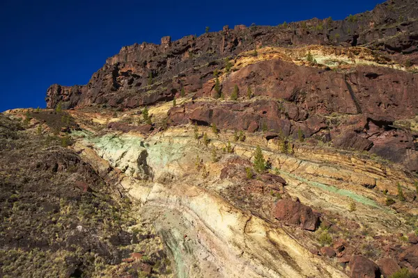 Gran Canaria Noviembre 2018 Espectaculares Estratos Multicolores Fuente Los Azulejos —  Fotos de Stock