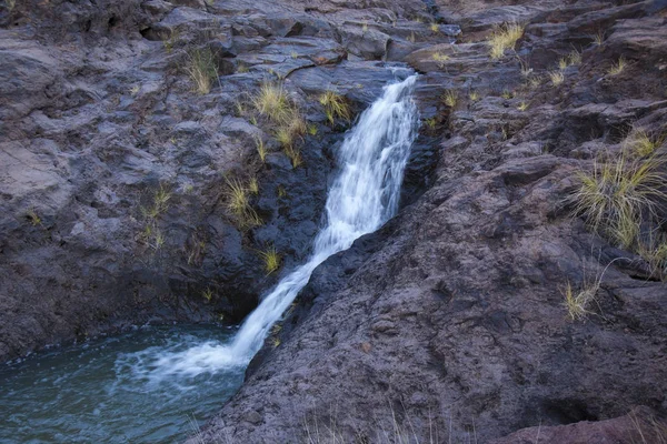 Gran Canaria November 2018 Temporäre Wasserfälle Nach Regen Rand Des — Stockfoto