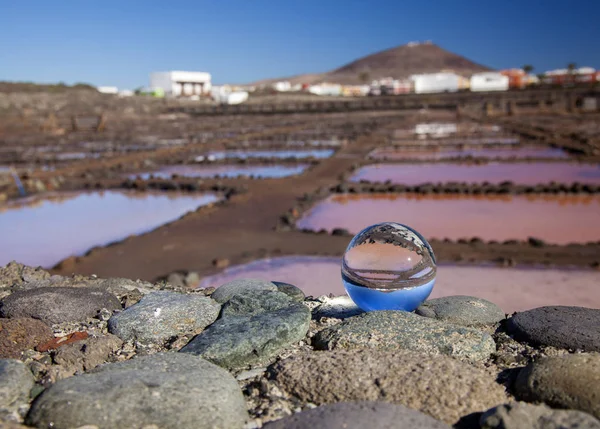 Gran Canaria Sůl Odpařováním Rybníky Salinas Arinaga Crystal Ball Fotografie — Stock fotografie