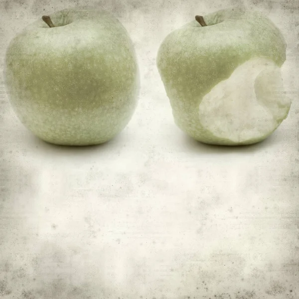 Texturierte Alte Papier Hintergrund Mit Grünem Apfel Essen Progression — Stockfoto