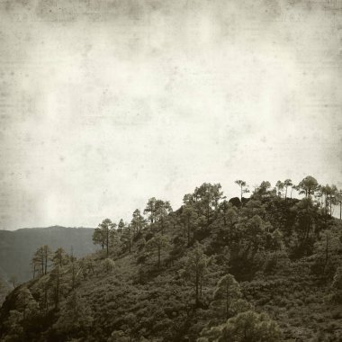 Gran Canaria manzara ile dokulu eski kağıt arka plan 