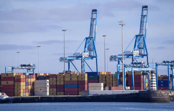 Las Palmas Spagna Novembre Container Merci Vengono Movimentati Terminal Carico — Foto Stock