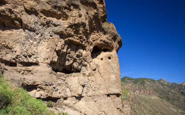 Gran Canaria Décembre Complexe Grottes Acusa Village Artenara Distance — Photo