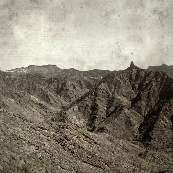 Vieux Fond Papier Texturé Avec Paysage Gran Canaria — Photo