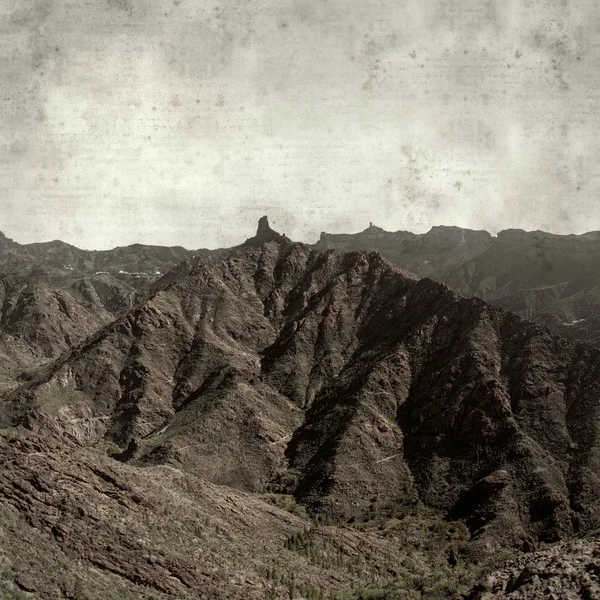 Vieux Fond Papier Texturé Avec Paysage Gran Canaria — Photo